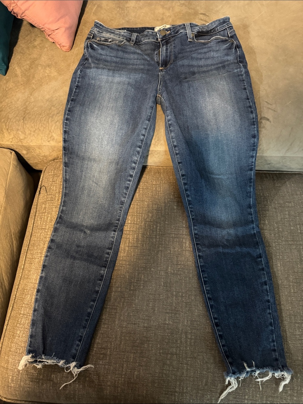 PAIGE Indigo Skinny Jeans with Frayed Hem